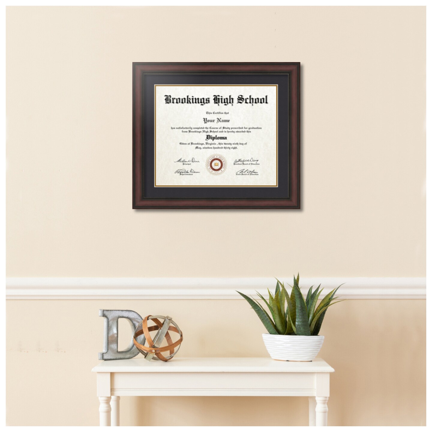 ArtToFrames 14x17 inch Diploma Frame - Framed with Black and Gold Mats, Comes with Regular Acrylic and Sawtooth Hanger for Wall Hanging (D-14x17)