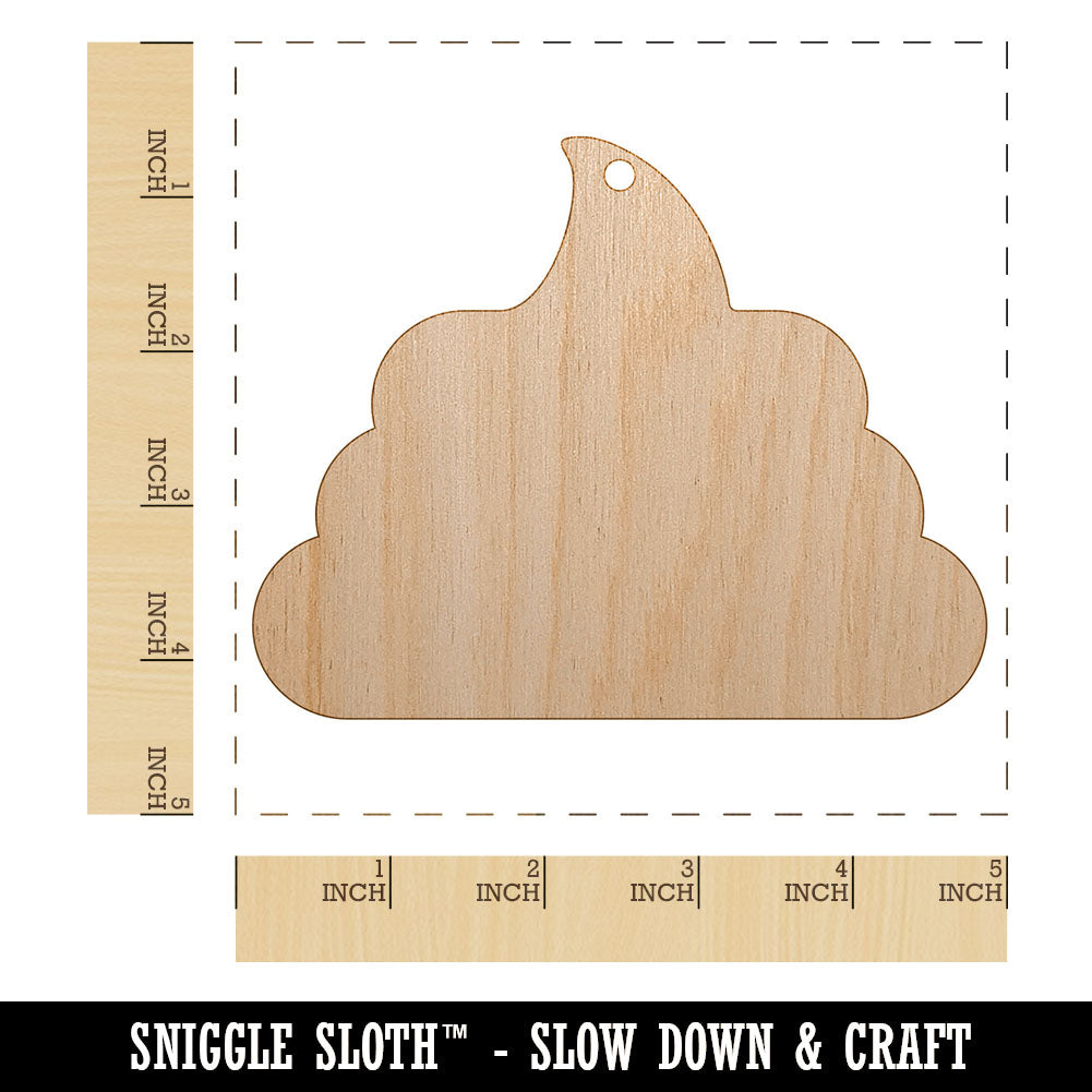 Poop Symbol Emoticon Solid Unfinished Craft Wood Holiday Christmas Tree DIY Pre-Drilled Ornament