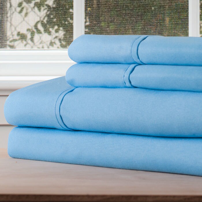 Lavish Home Thin Summer 4 Piece Full Sheet Set Blue Full Size Microfiber