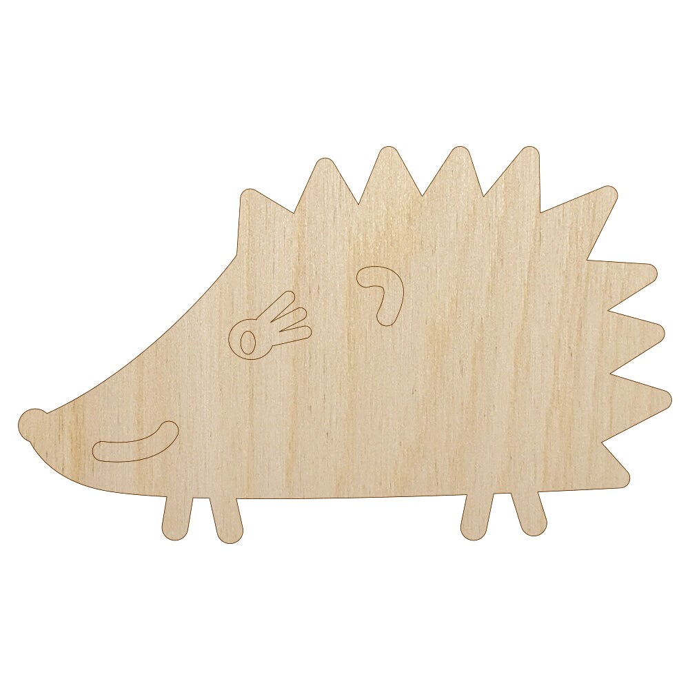 Happy Hedgehog Doodle Unfinished Wood Shape Piece Cutout for DIY Craft Projects