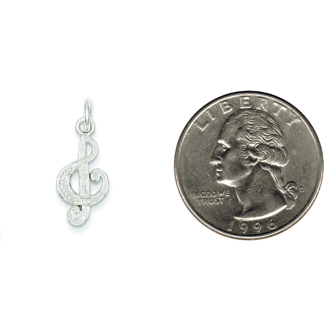 New Sterling Silver Treble Clef Charm Jewelry Music 20 X 10 mm