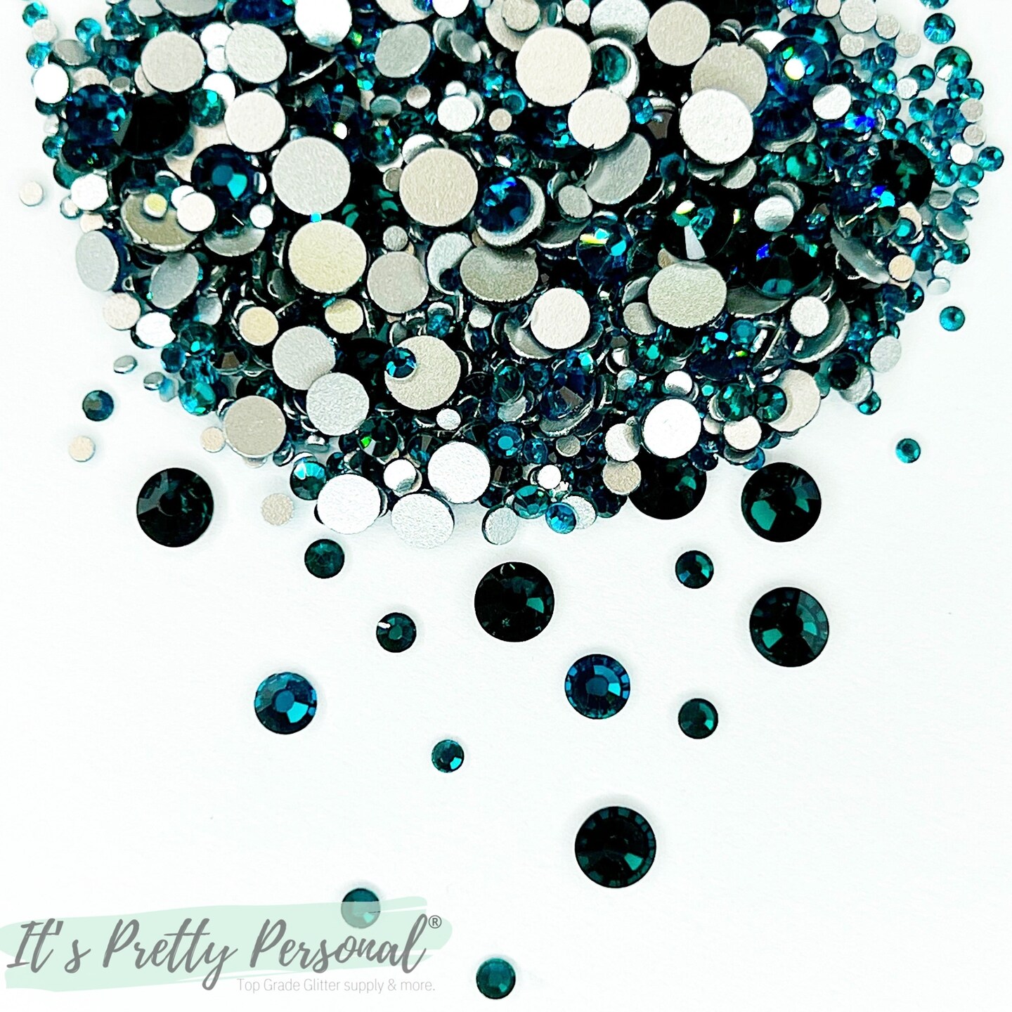 Mix #25- "Peacock Teal" - Glass Rhinestones (~2880 stones per bag! SS3-SS20 mix)