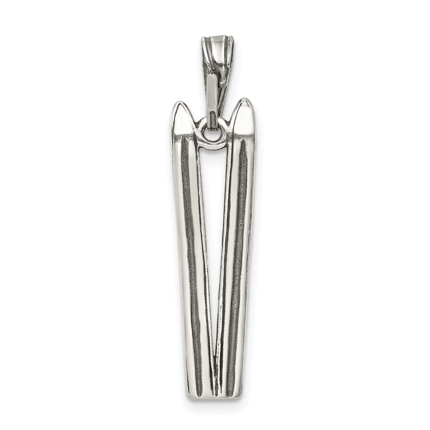Sterling Silver Antiqued Ski's Charm Pendant Jewelry 25mm x 9mm