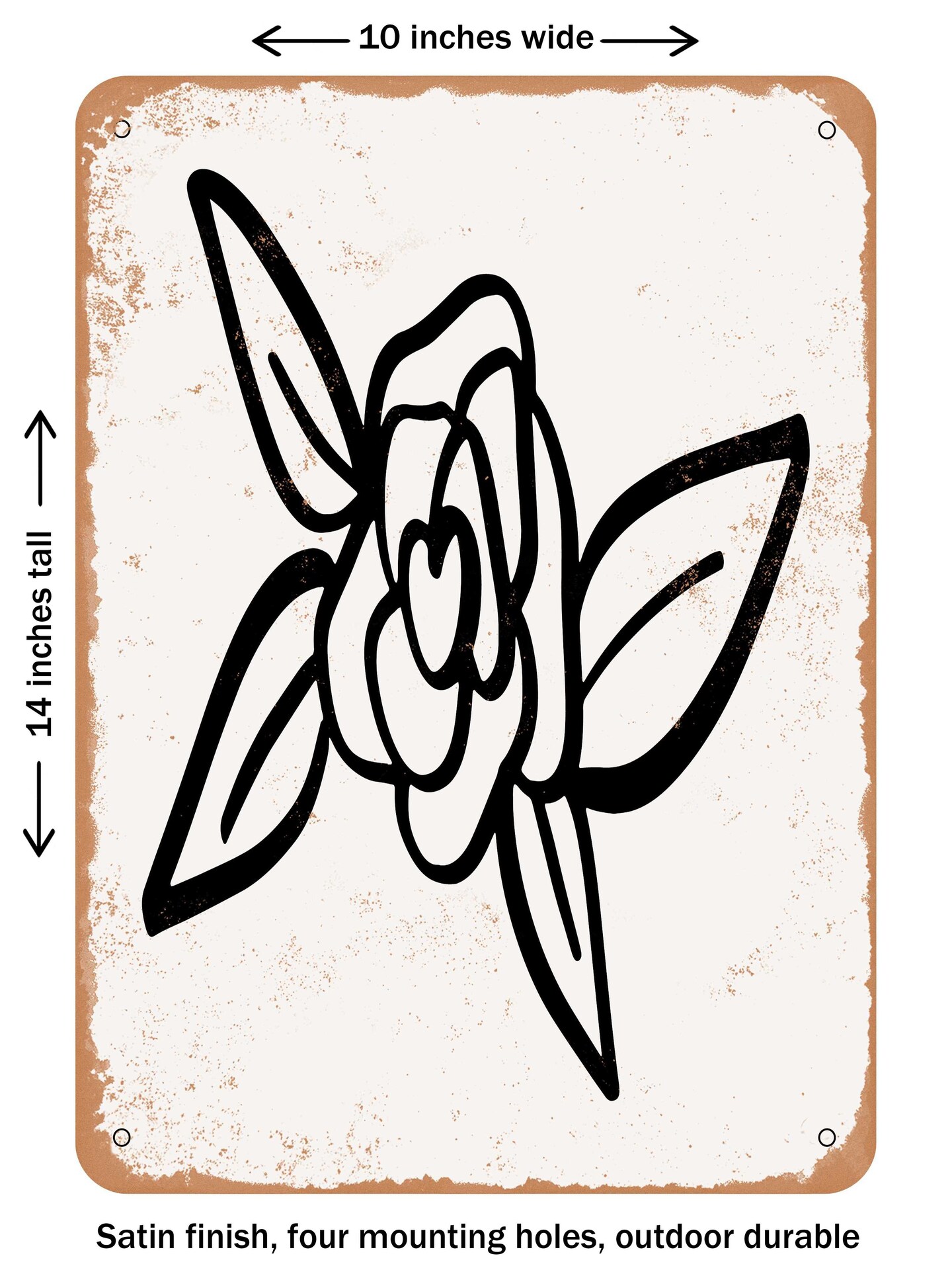 DECORATIVE METAL SIGN - Rose Doodle  - Vintage Rusty Look