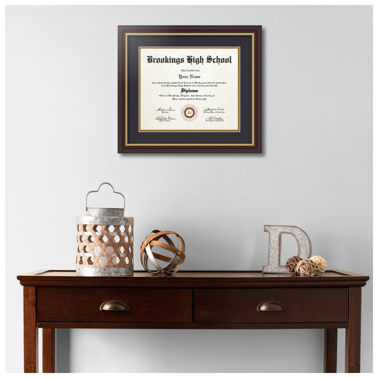 ArtToFrames 10x12 inch Diploma Frame - Framed with Black and Gold Mats, Comes with Regular Glass and Sawtooth Hanger for Wall Hanging (D-10x12)