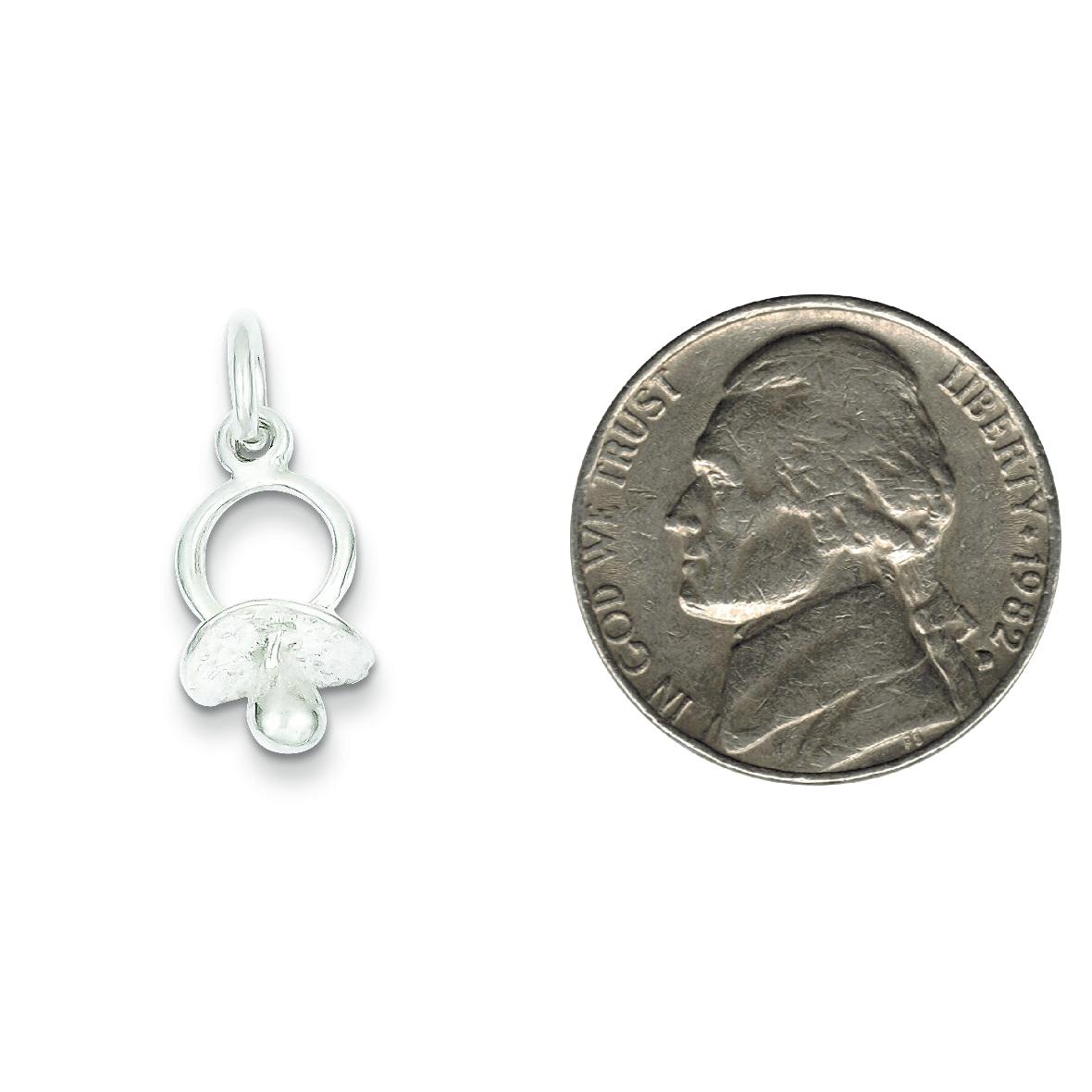 Sterling Silver Pacifier Charm Jewelry Baby Pendant 20mm x 10mm