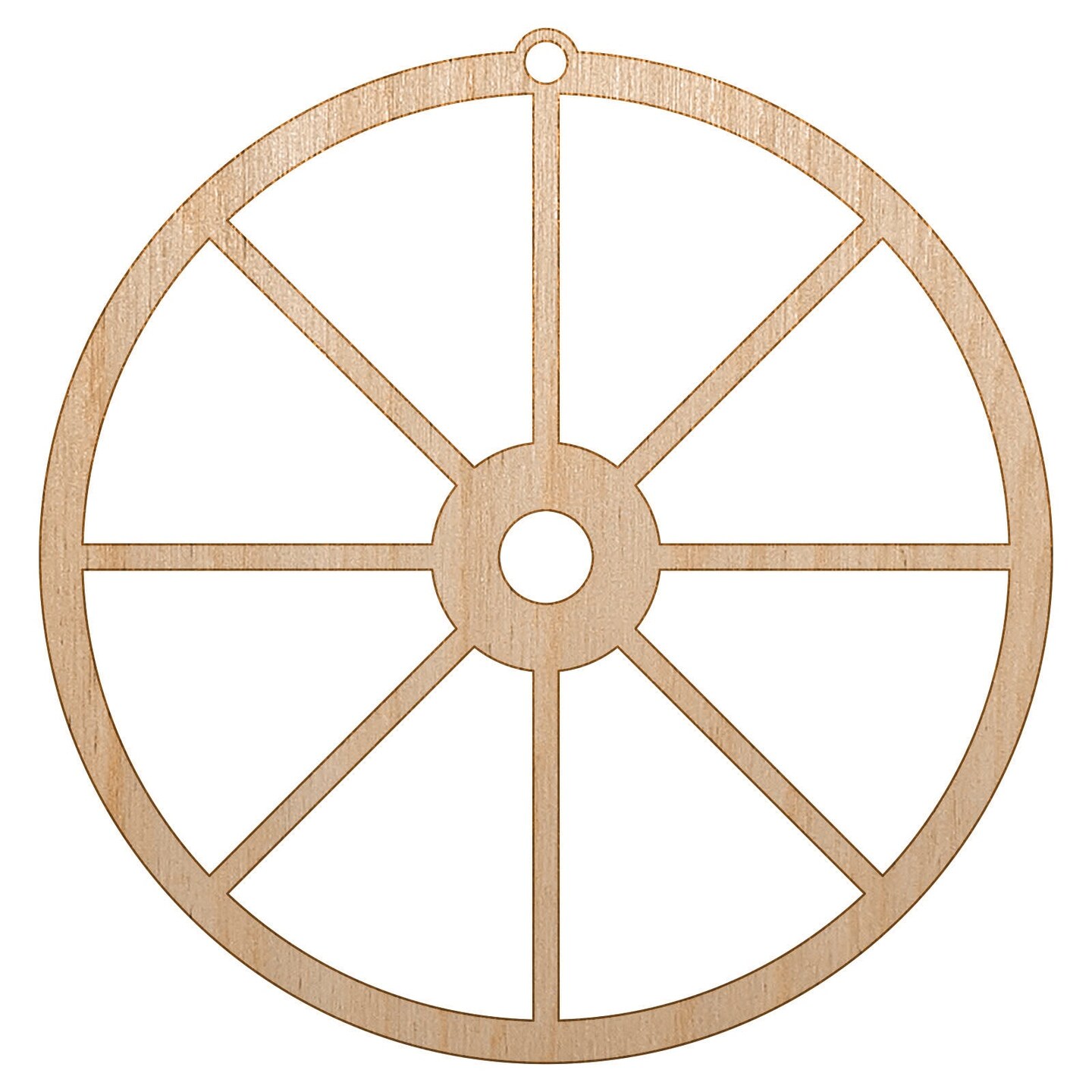Wagon Wheel Solid Unfinished Craft Wood Holiday Christmas Tree DIY Pre-Drilled Ornament