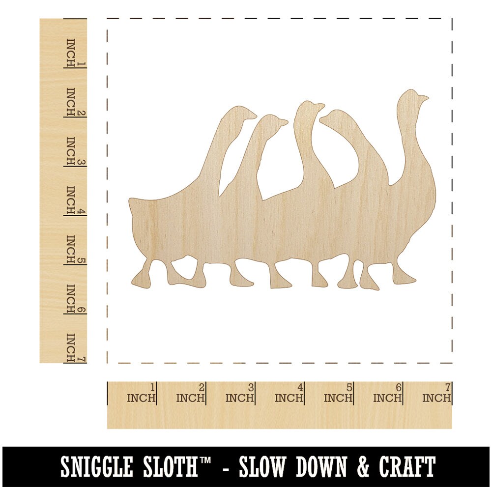 Geese Gaggle Goose Family Solid Unfinished Wood Shape Piece Cutout for DIY Craft Projects
