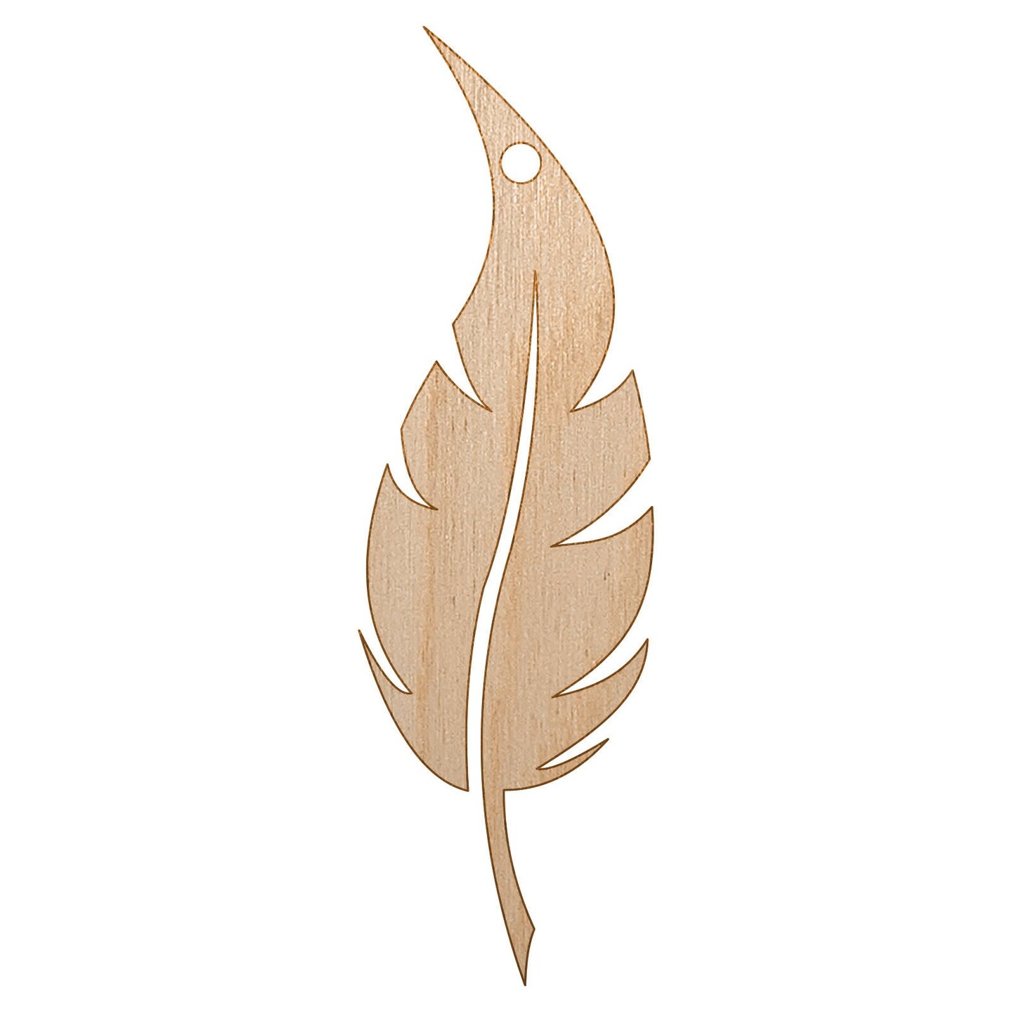 Bird Feather Unfinished Craft Wood Holiday Christmas Tree DIY Pre-Drilled Ornament