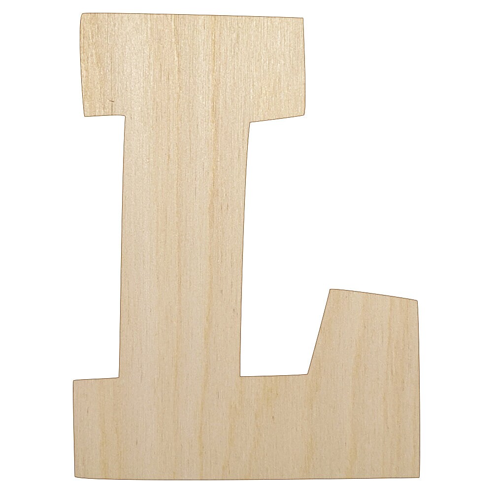 Letter L Uppercase Fun Bold Font Unfinished Wood Shape Piece Cutout for DIY Craft Projects