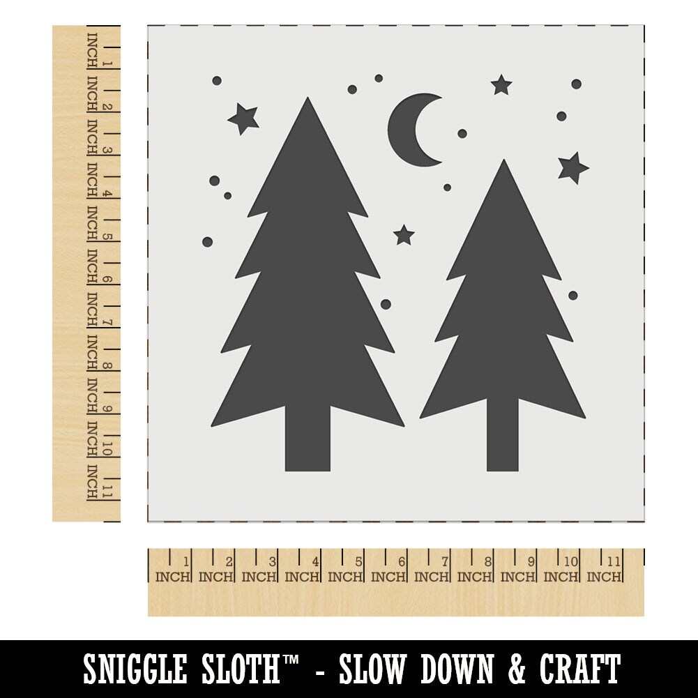Evergreen Trees Night Sky Wall Cookie DIY Craft Reusable Stencil