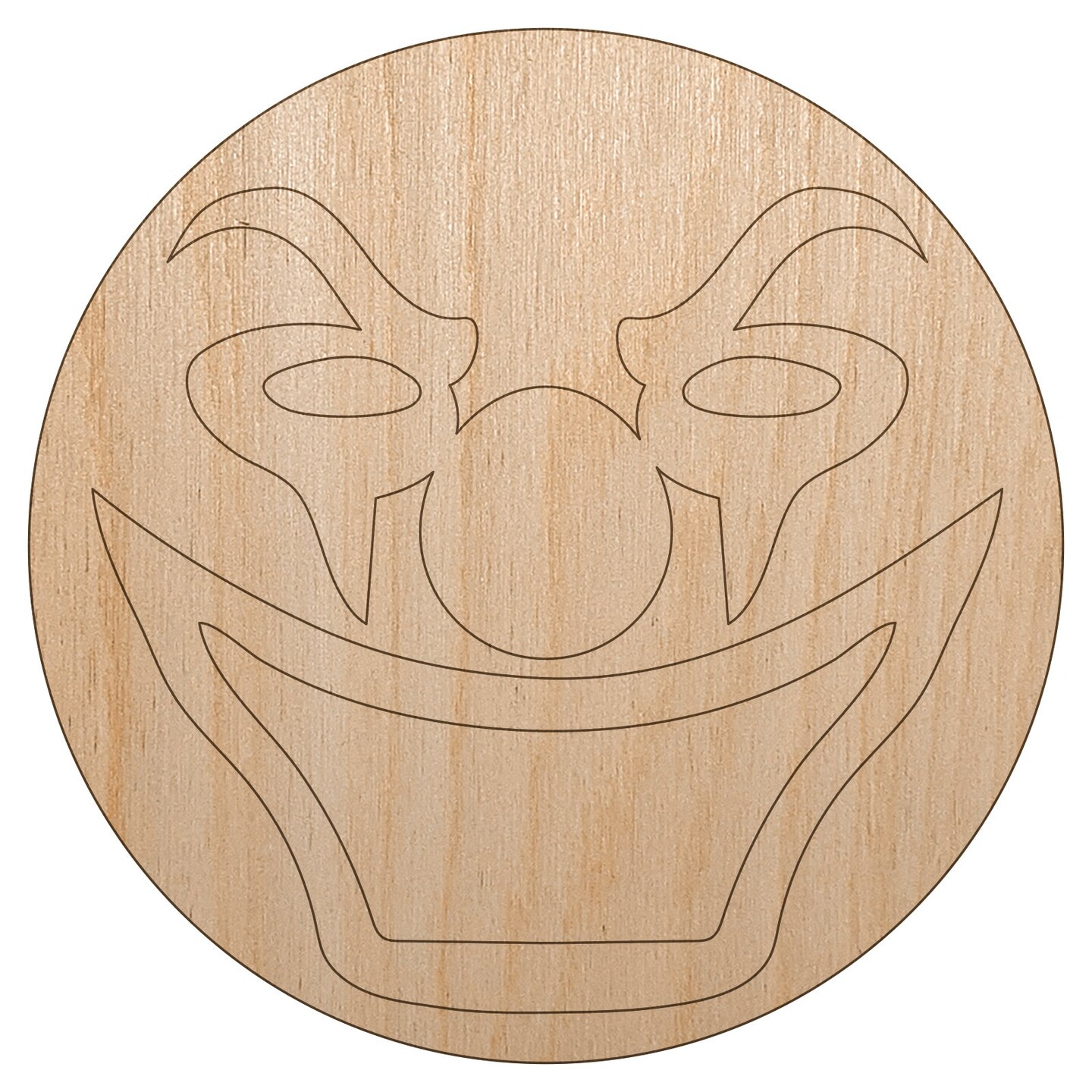 Evil Clown Face Unfinished Wood Shape Piece Cutout for DIY Craft Projects