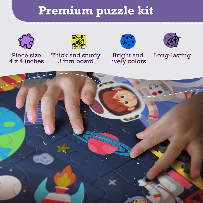 Puzzles for Kids Ages 3-5 | Make Large Puzzle + Decorate with Cool Stickers + Spot with Flash Cards | Educational Learning Toys for 3 4 5 6 Year olds&#x2026;