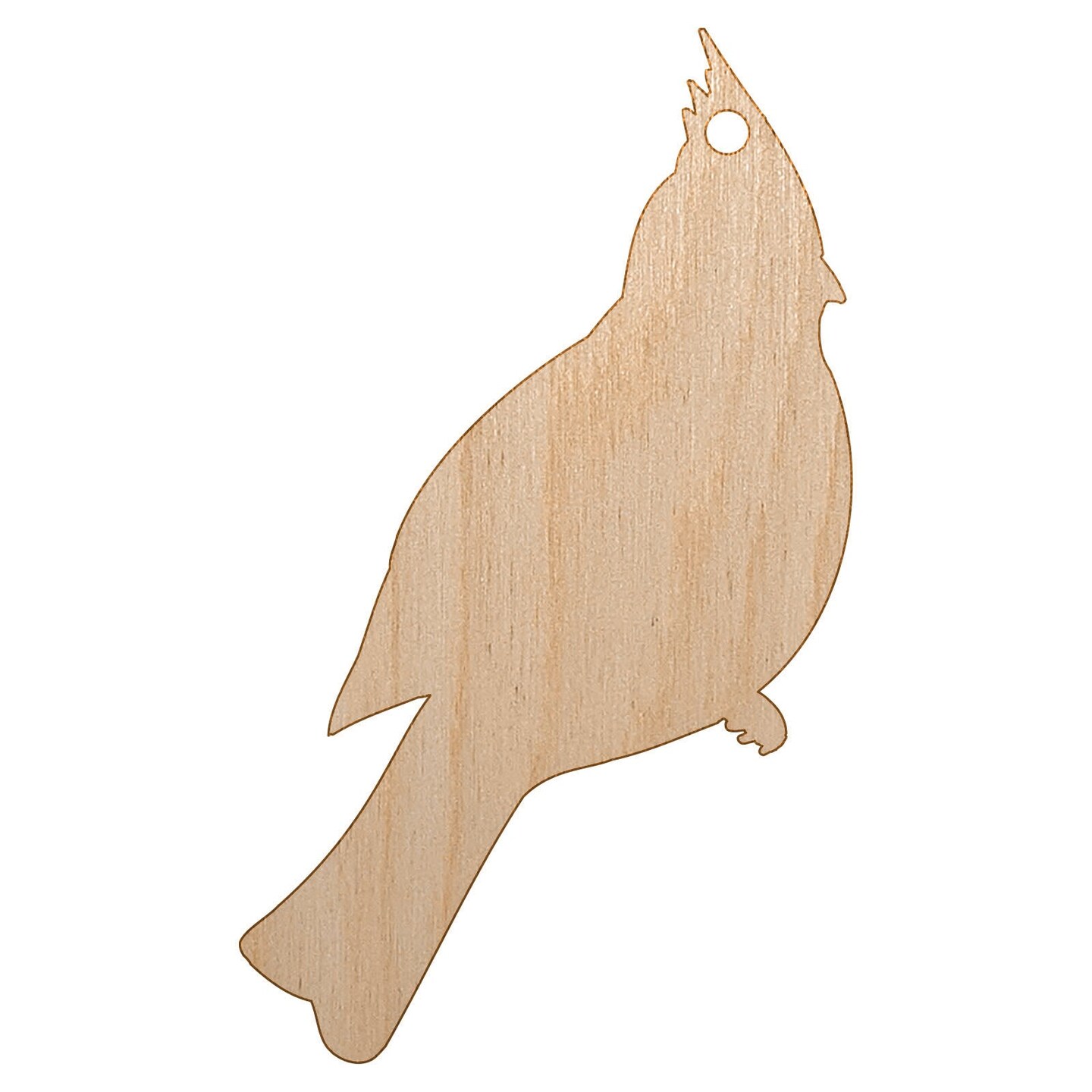 Cardinal Bird Solid Unfinished Craft Wood Holiday Christmas Tree DIY Pre-Drilled Ornament