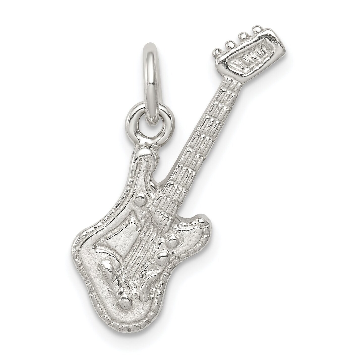 Sterling Silver Electric Guitar Charm &#x26; 18&#x22; Chain Jewerly 21.5mm x 17.8mm
