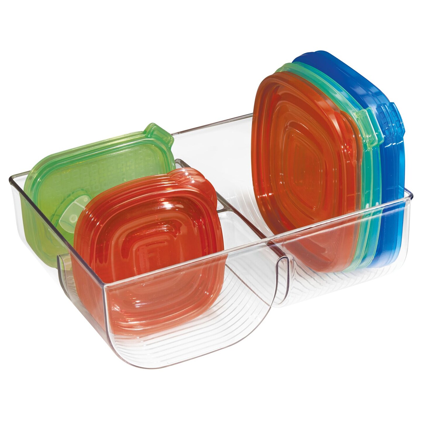 mDesign Plastic Divided Food Storage Container Lid Holder Bin