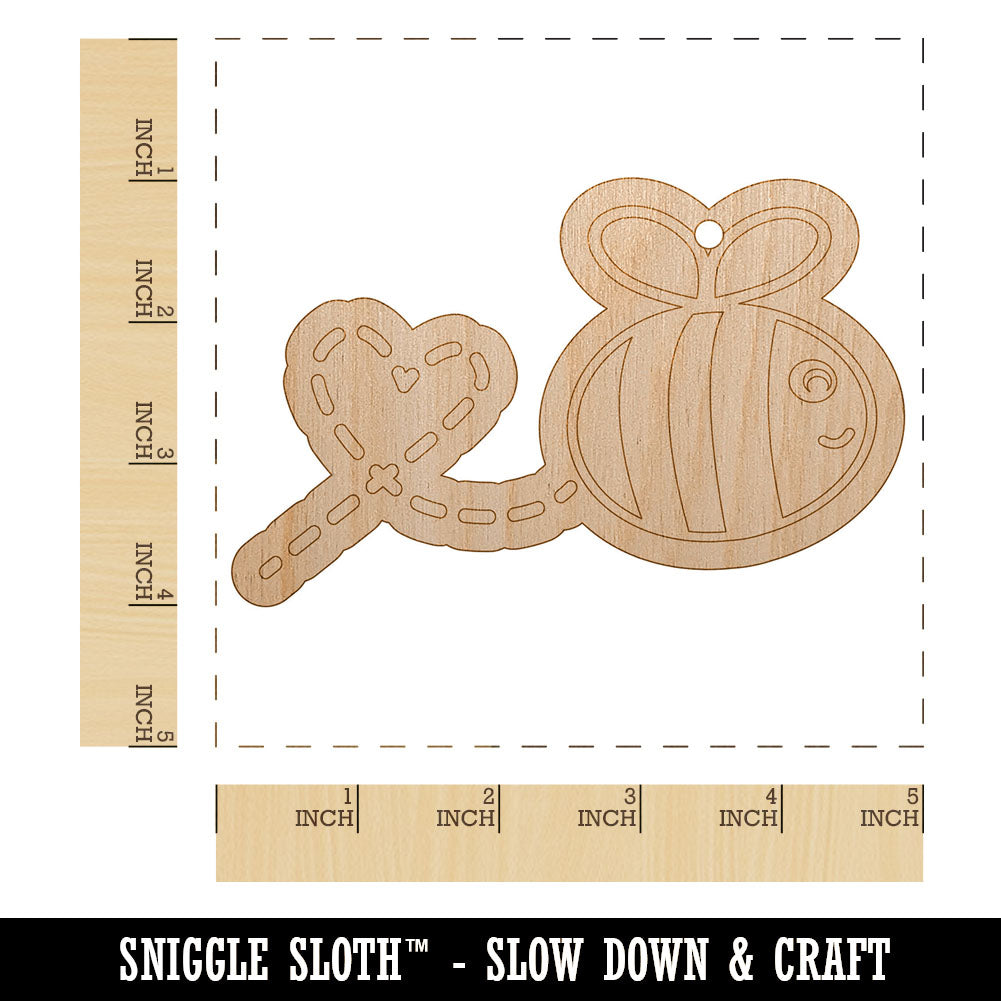Buzzy Bumble Bee with Heart Unfinished Craft Wood Holiday Christmas Tree DIY Pre-Drilled Ornament