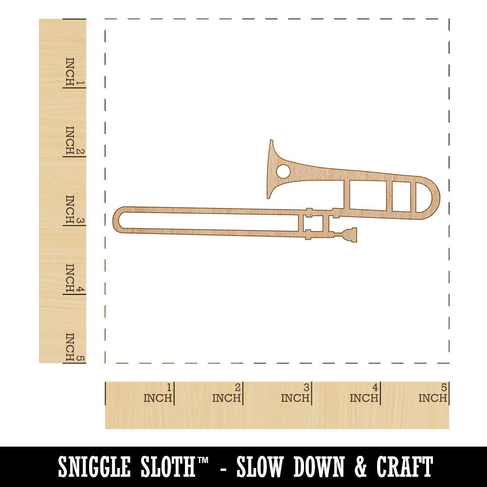 Trombone Music Instrument Silhouette Unfinished Craft Wood Holiday Christmas Tree DIY Pre-Drilled Ornament