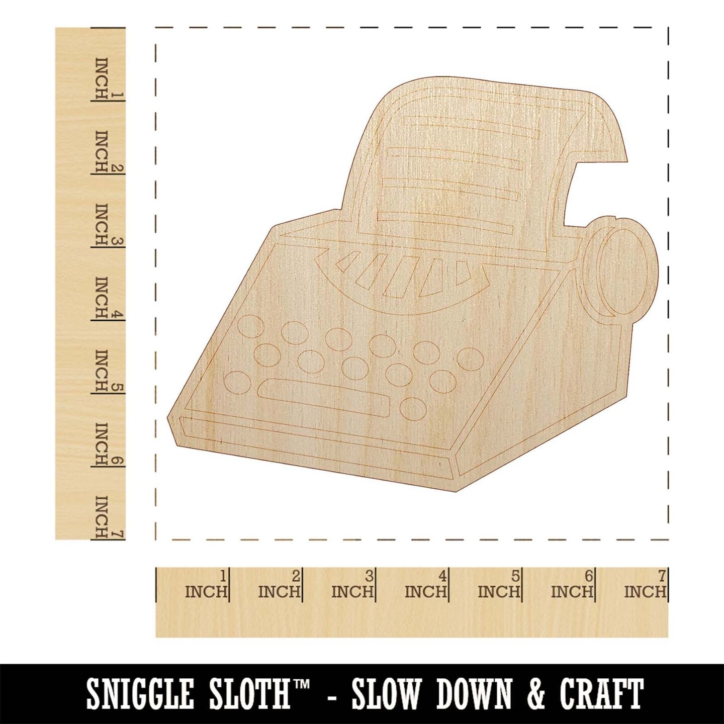 Old Typewriter Icon for Novels Books and Letters Unfinished Wood Shape Piece Cutout for DIY Craft Projects