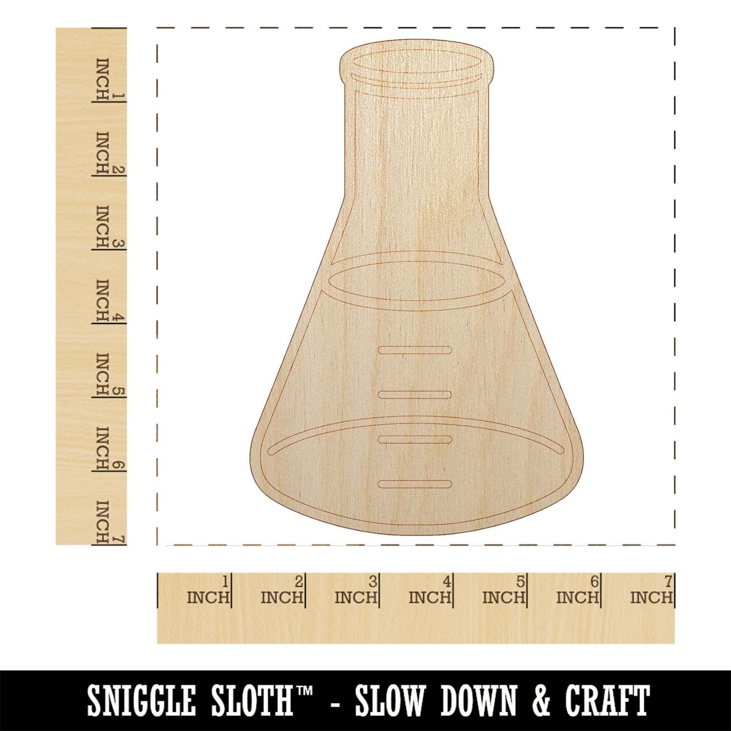 Glass Erlenmeyer Flask Chemistry Science Unfinished Wood Shape Piece Cutout for DIY Craft Projects