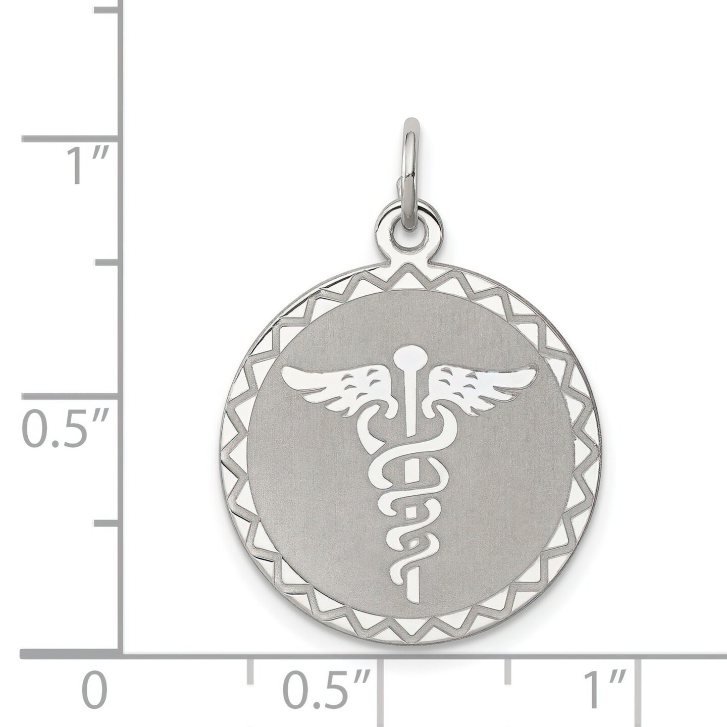 Sterling Silver Caduceus Disc Charm Pendant Jewelry 23mm x 20mm