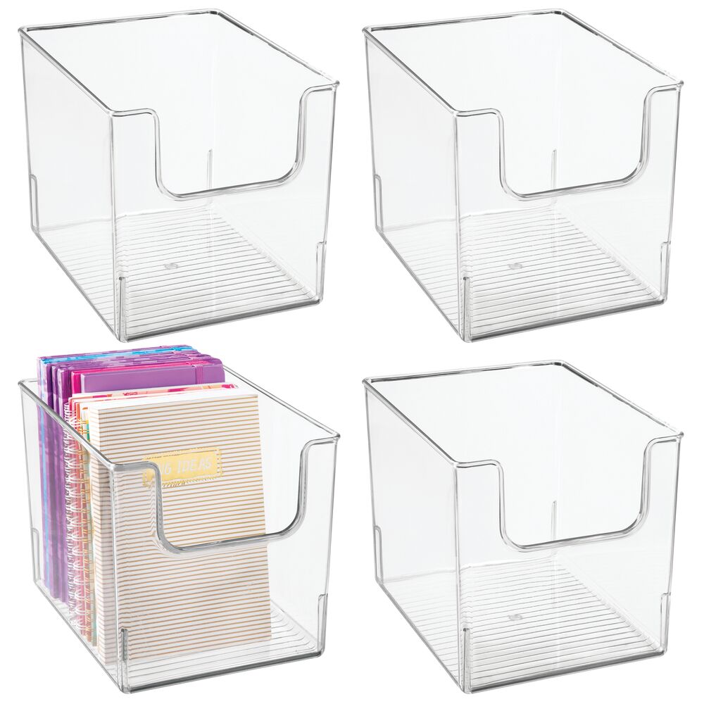 mDesign Plastic Home Office Storage Bin Container, Desk Organizer, 4