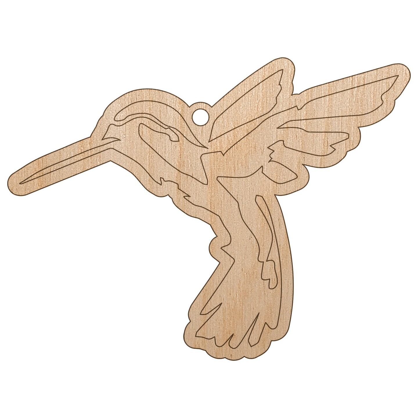 Hummingbird Sketch Unfinished Craft Wood Holiday Christmas Tree DIY Pre-Drilled Ornament