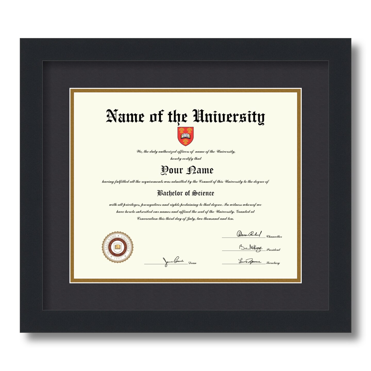 ArtToFrames 10x12 inch Diploma Frame - Framed with Black and Gold Mats ...