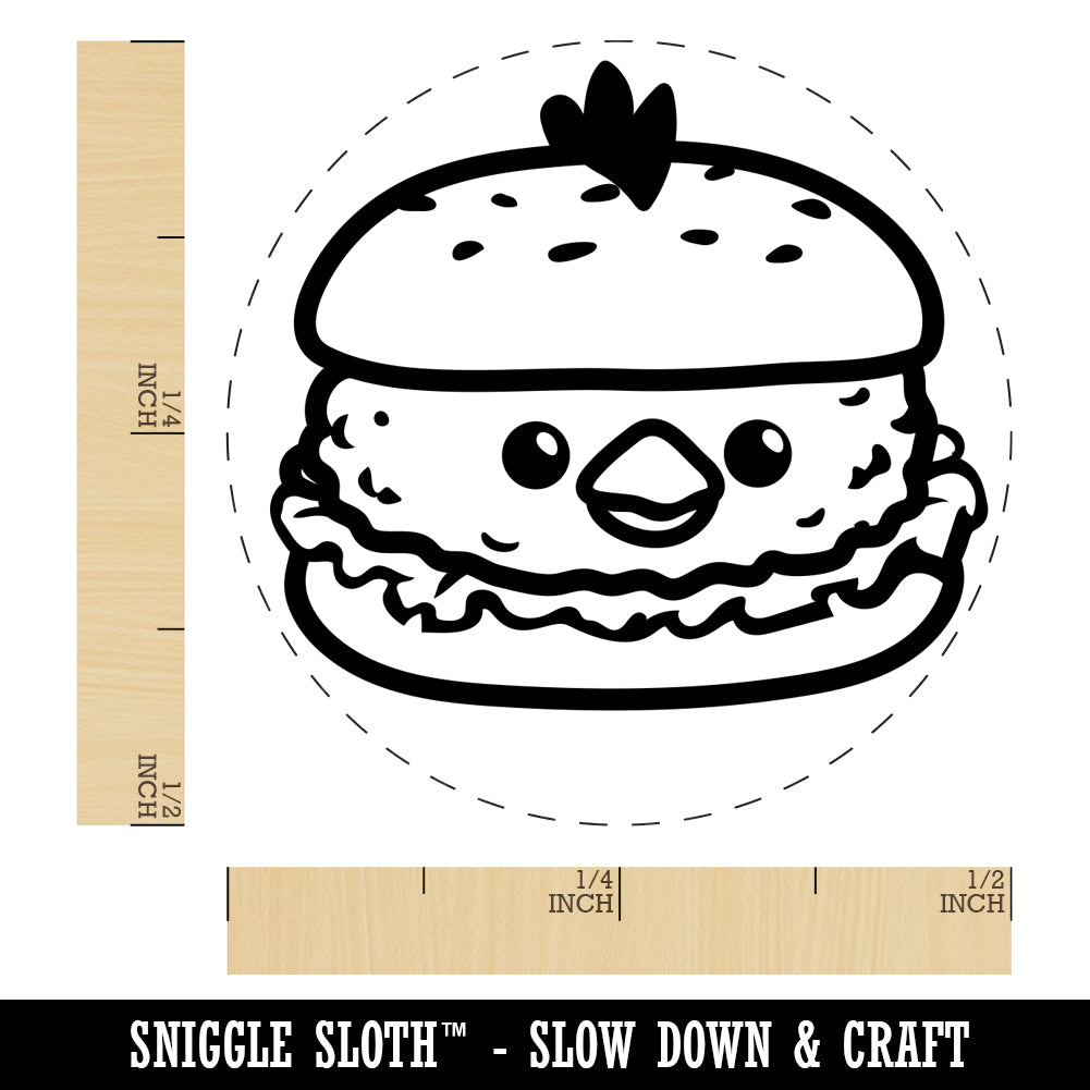 Cute Chicken Sandwich Self-Inking Rubber Stamp for Stamping Crafting Planners