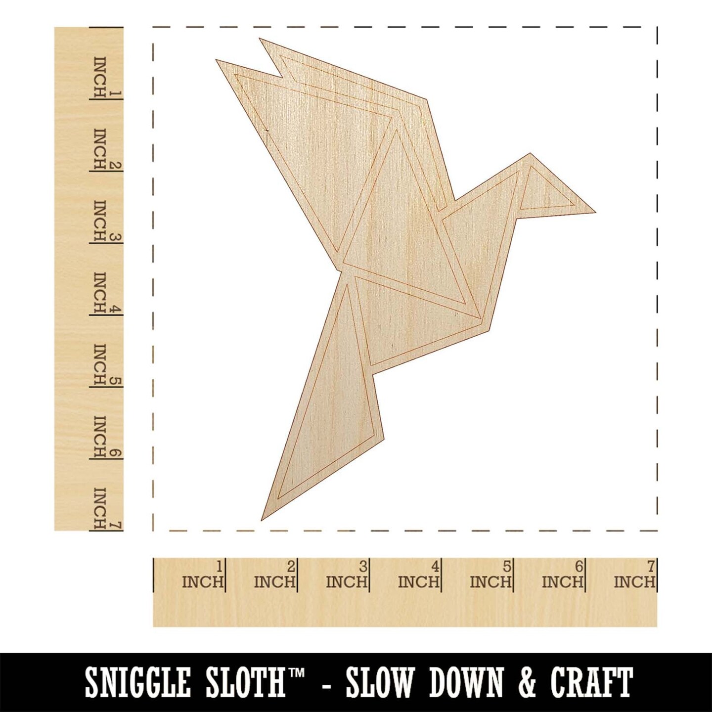Origami Paper Bird Unfinished Wood Shape Piece Cutout for DIY Craft Projects