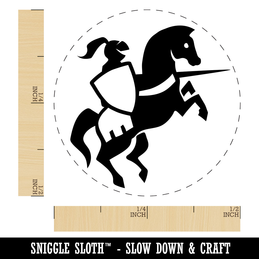 Jousting Knight with Lance on Horse Self-Inking Rubber Stamp for Stamping Crafting Planners