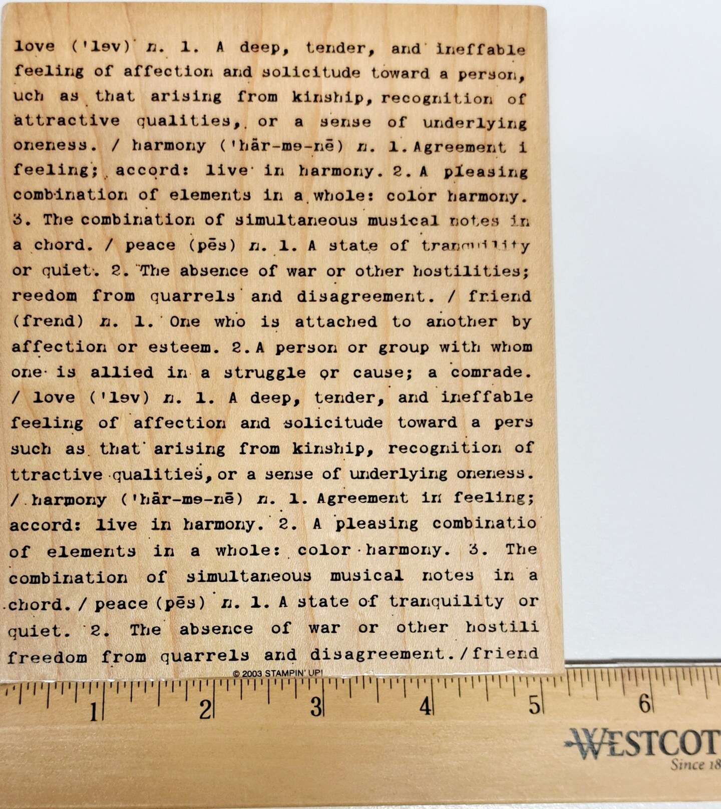 Stampin&#x27; Up! Definition Of Love Wooden Rubber Stamp