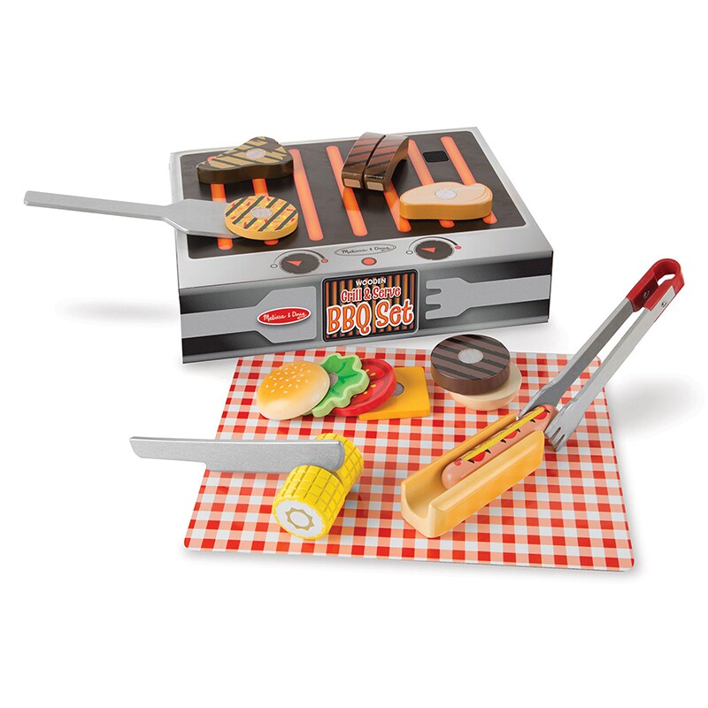 Wooden Grill &#x26; Serve BBQ Set