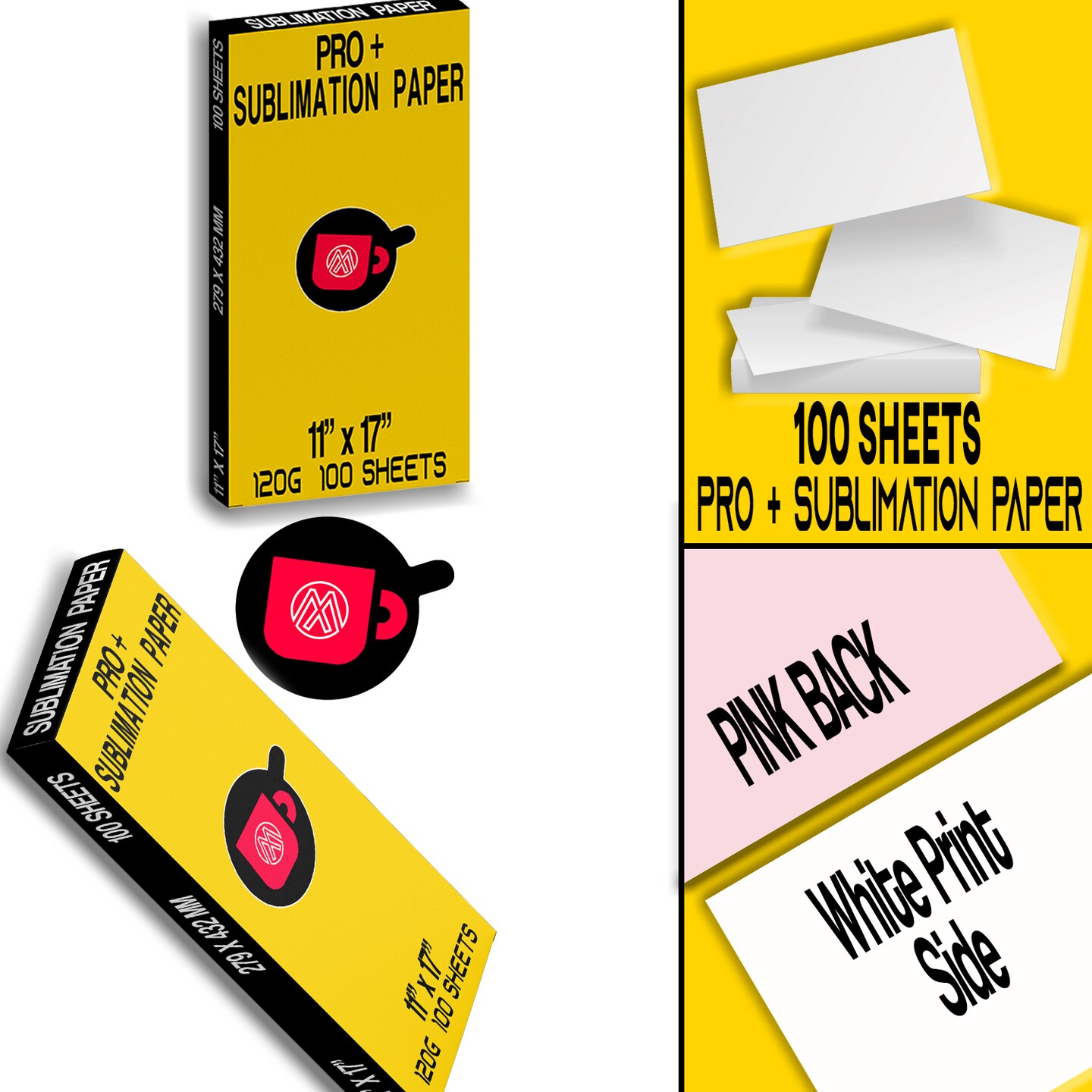 100 Sheets Sublimation Paper 11" x 17" For Any Inkjet Printer with Sublimation Ink