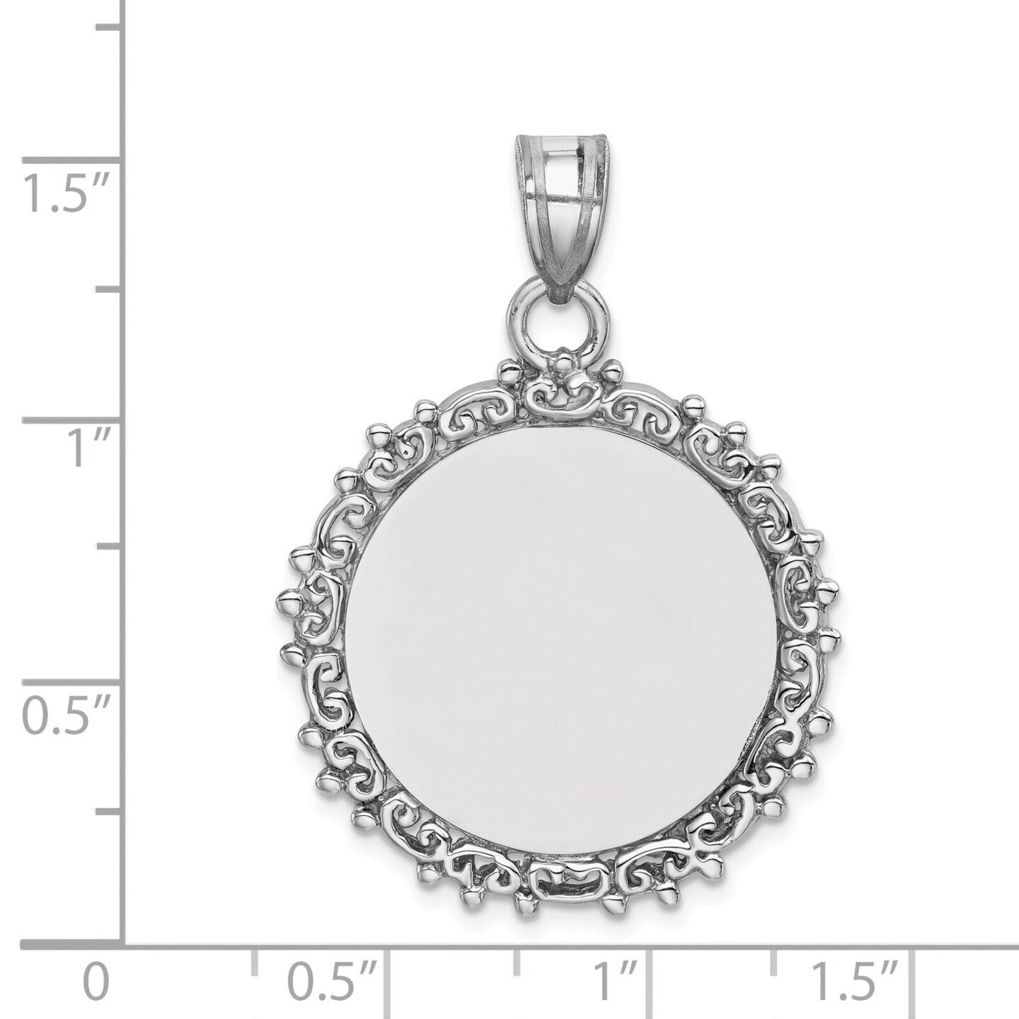 Sterling Silver Fancy Round Pendant Charm Jewelry