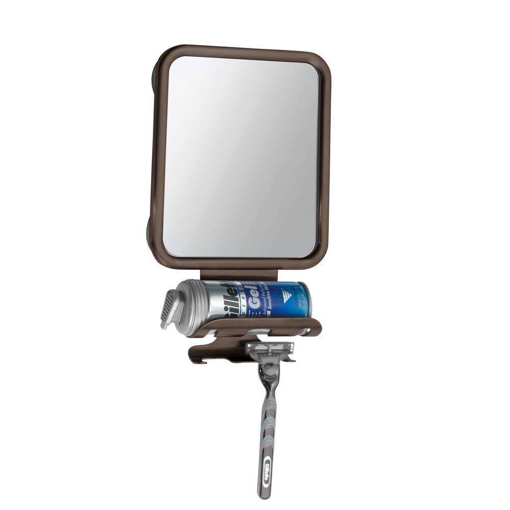 mDesign Large Modern Metal Suction Shaving Mirror Center for Bathroom