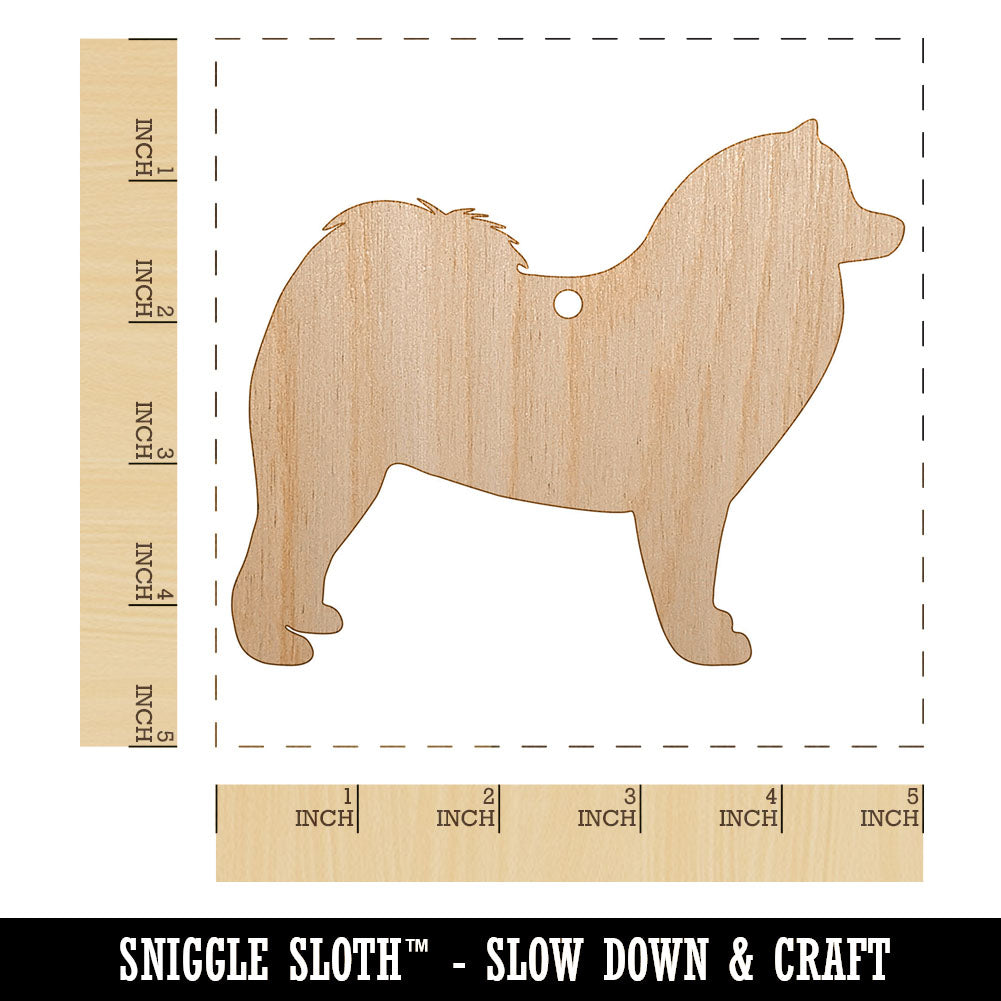 Samoyed Dog Solid Unfinished Craft Wood Holiday Christmas Tree DIY Pre-Drilled Ornament