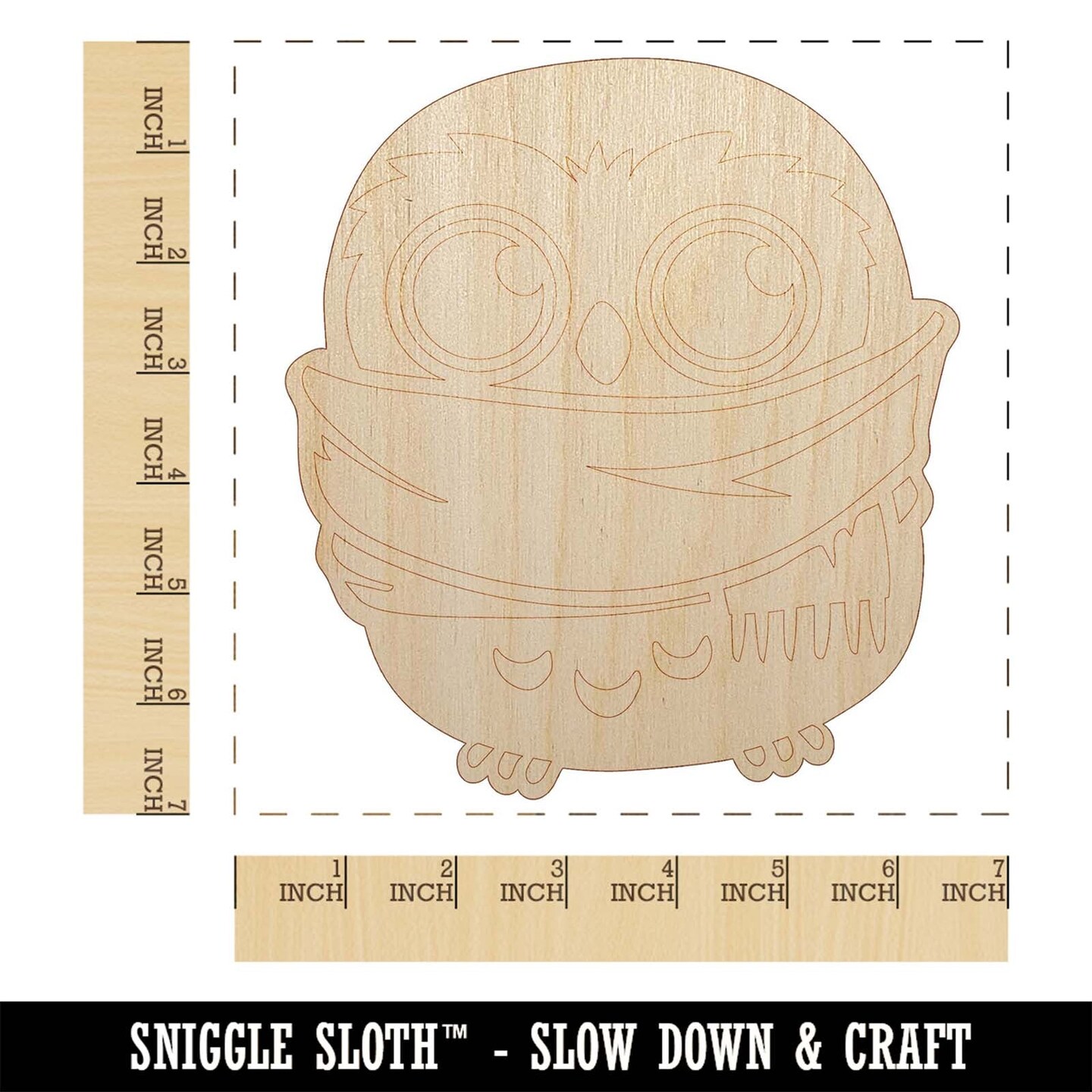 Cute Little Owl with Big Scarf Unfinished Wood Shape Piece Cutout for DIY Craft Projects