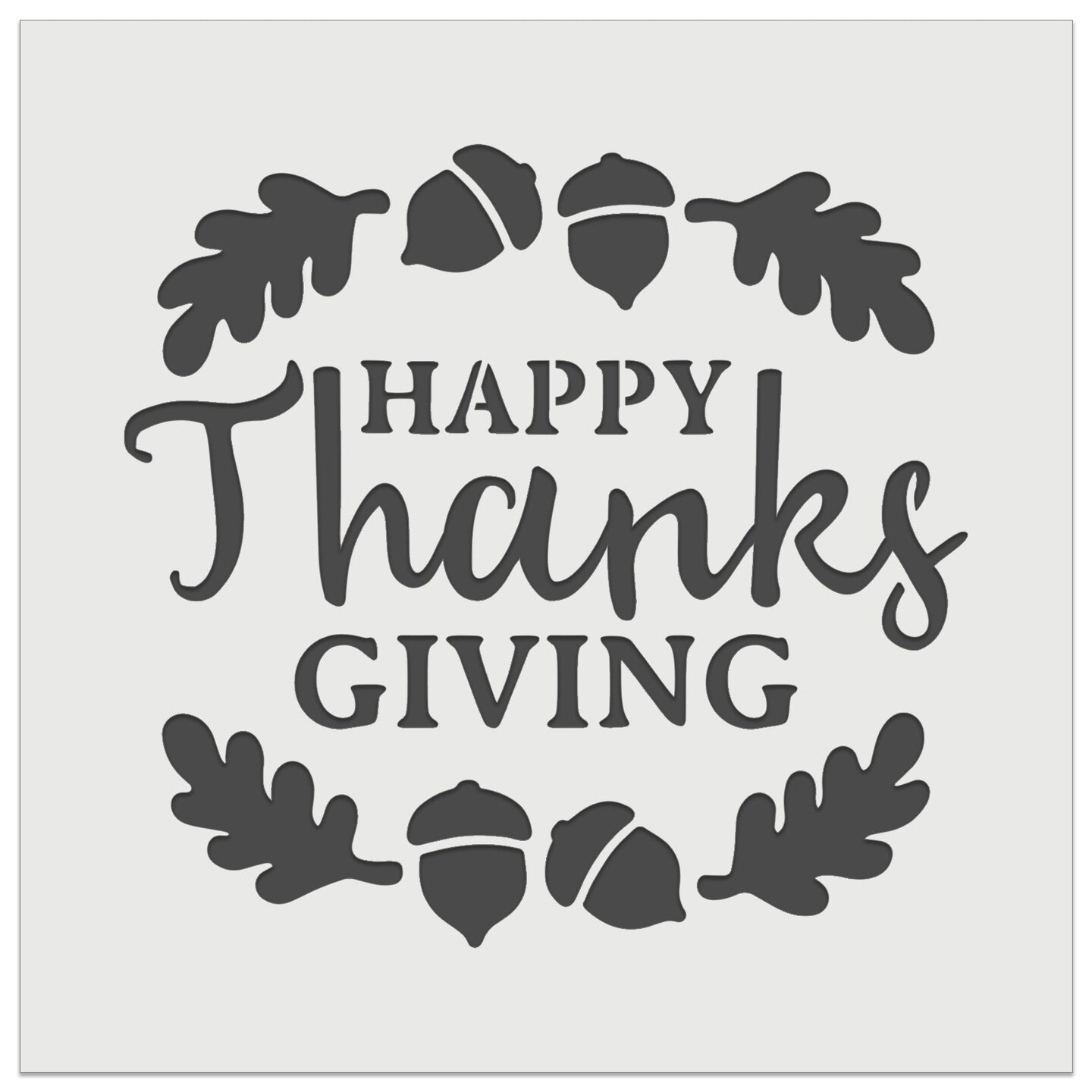 Happy Thanksgiving Oak Leaves Acorns Wall Cookie DIY Craft Reusable Stencil