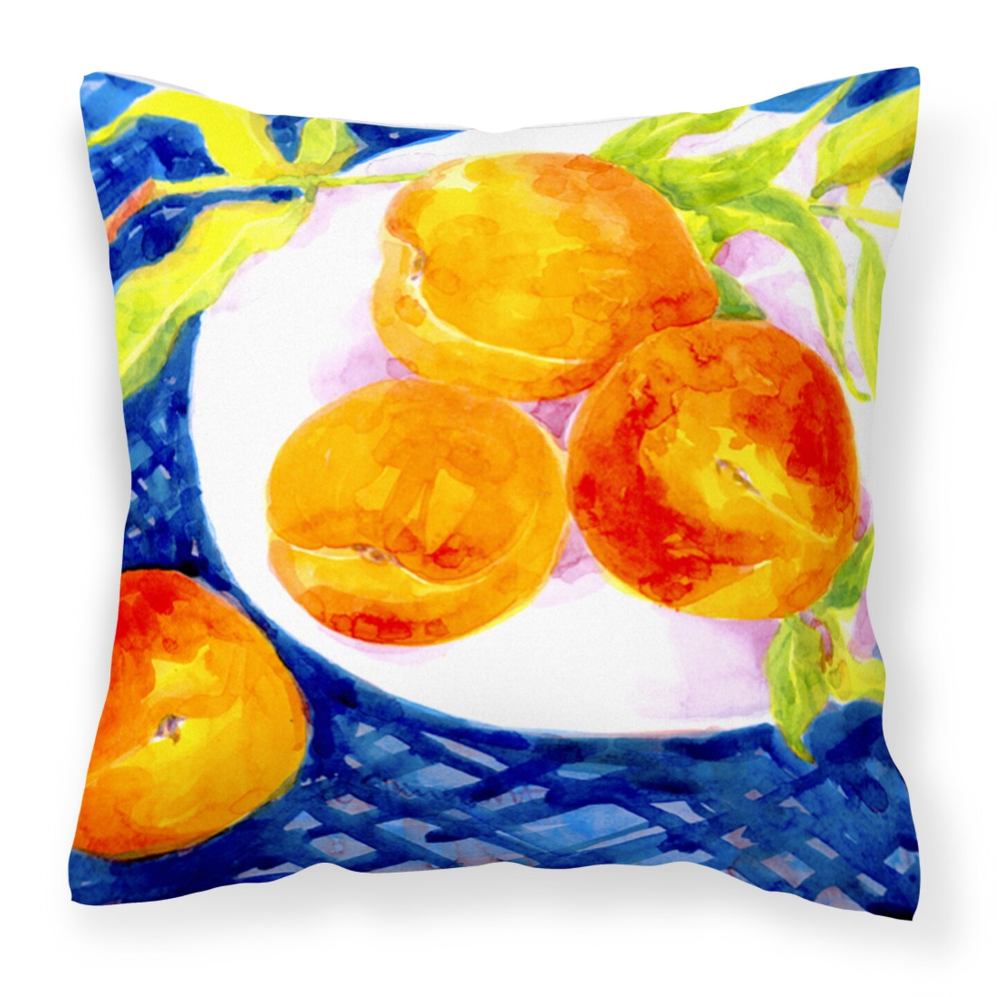 &#x22;Caroline&#x27;s Treasures Bowl of Peaches Fabric Decorative Pillow 6110PW1414, 14Hx14W, Multicolor&#x22;
