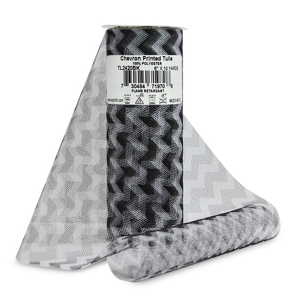 Premium Zig Zag Printed Tulle Spool of 6&#x22; X 10 Yards