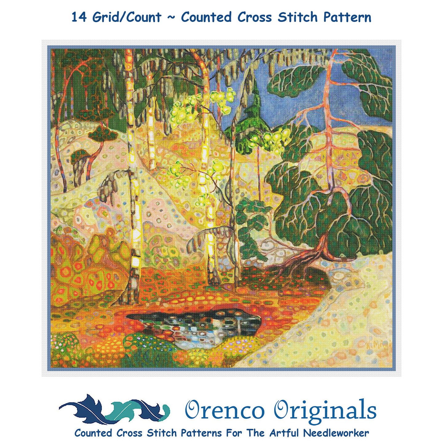 A Norwegian Landscape by Artist Konrad M&#xE4;gi Counted Cross Stitch Pattern