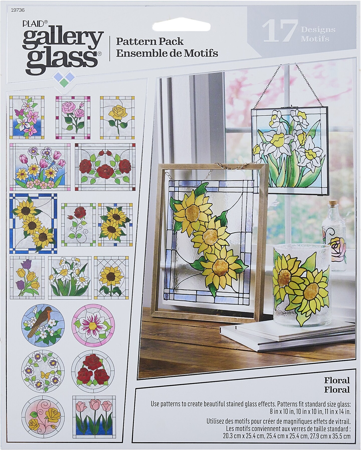 FolkArt Gallery Glass Pattern Set 3/Pkg-Floral