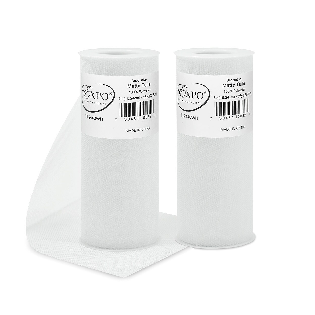 Pack of 2 Decorative Matte Tulle Spool of 6 Inch X 25 Yards