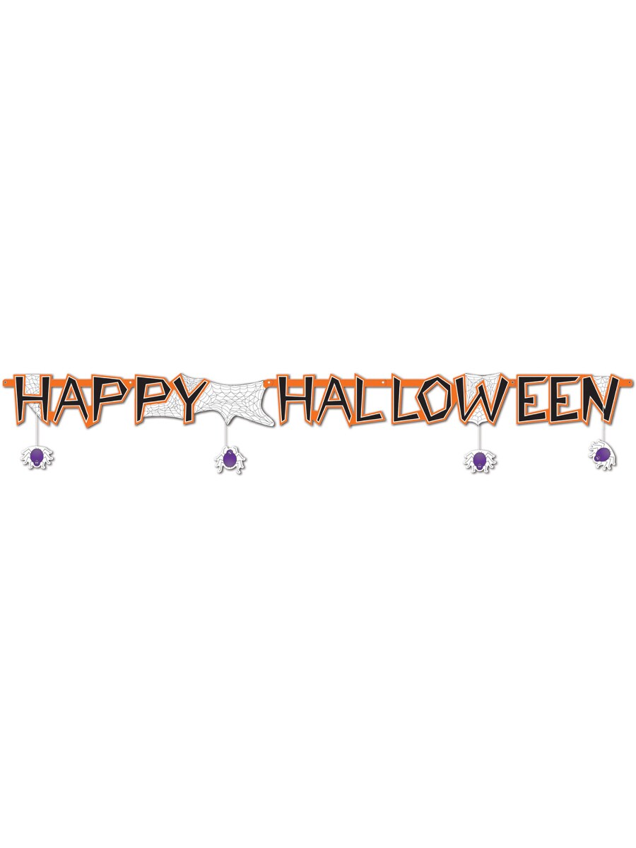 10" x 6' Happy Halloween Spiders Streamer Spooky Decoration Decal