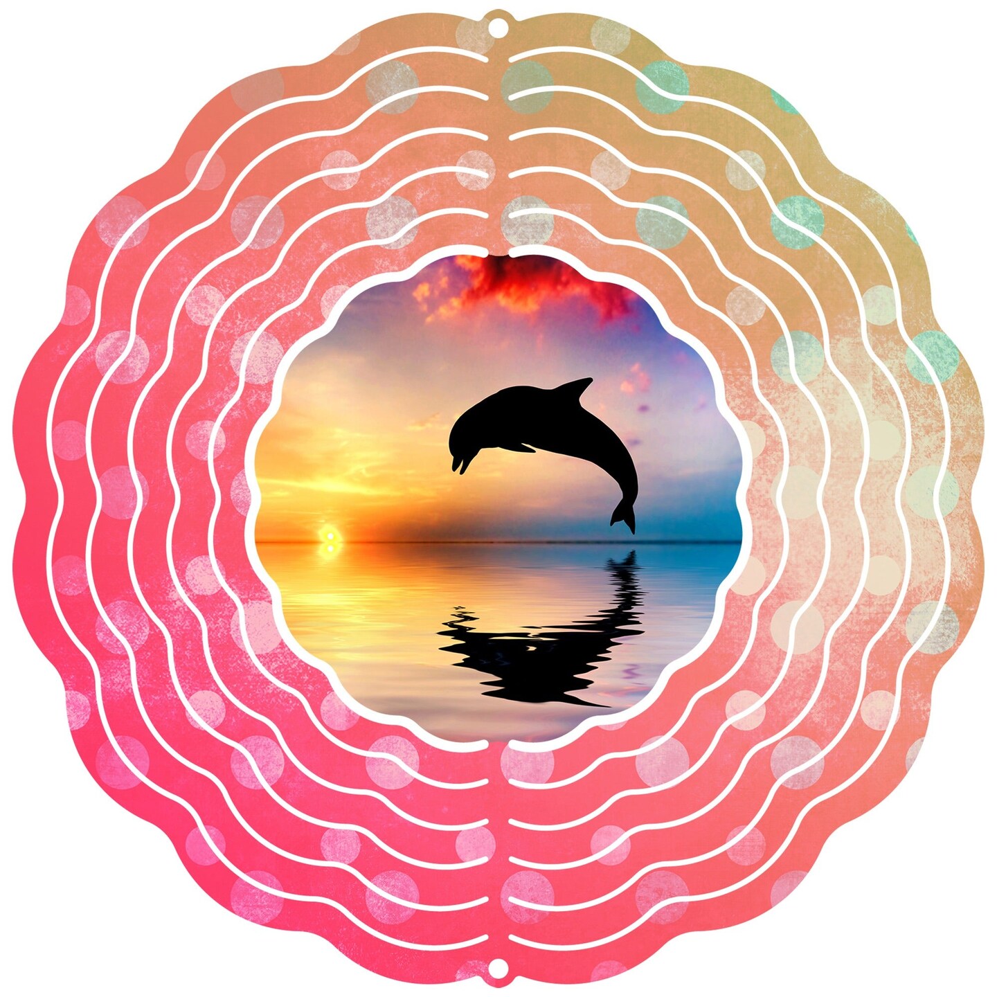 Dolphin At Sunset Wind Spinner