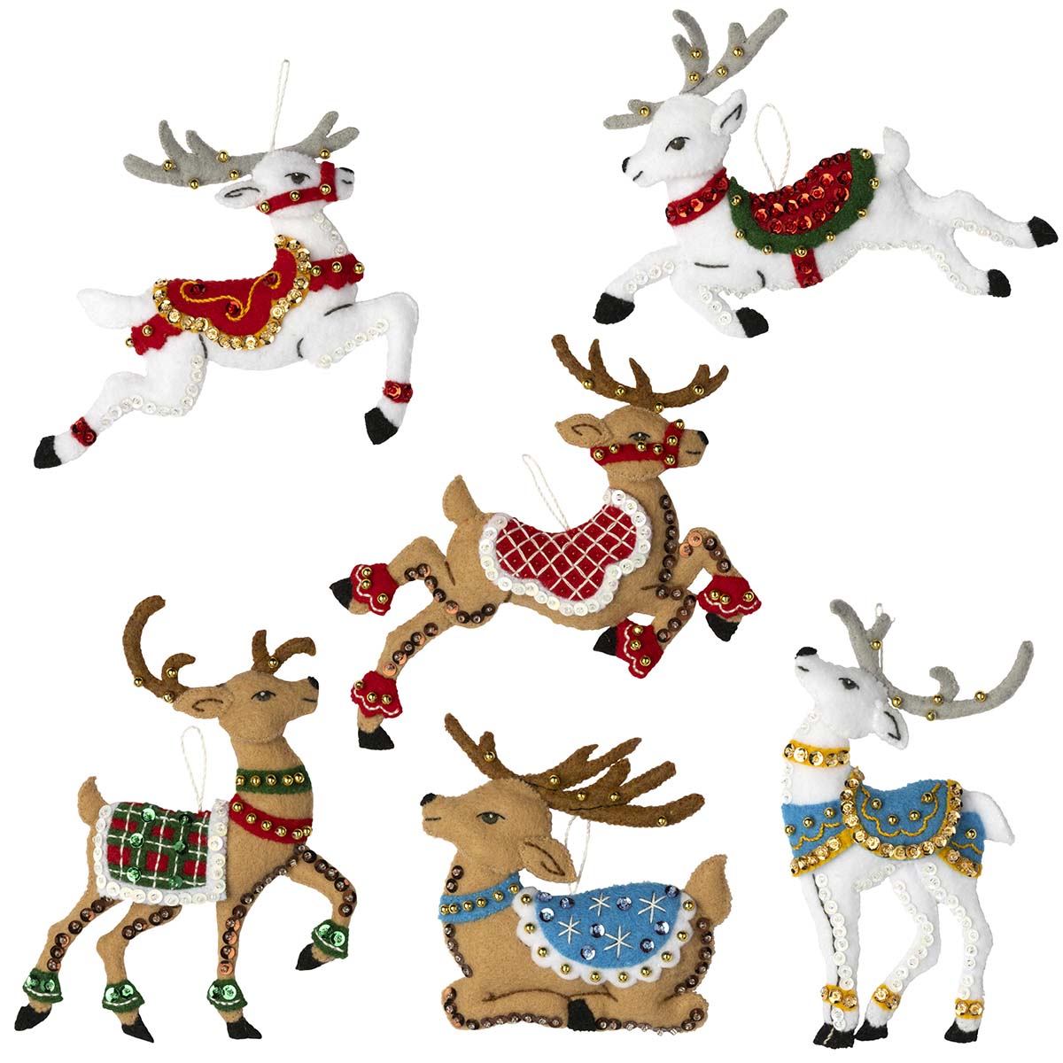 Bucilla Festive Reindeers Felt & Sequin Kit | Michaels