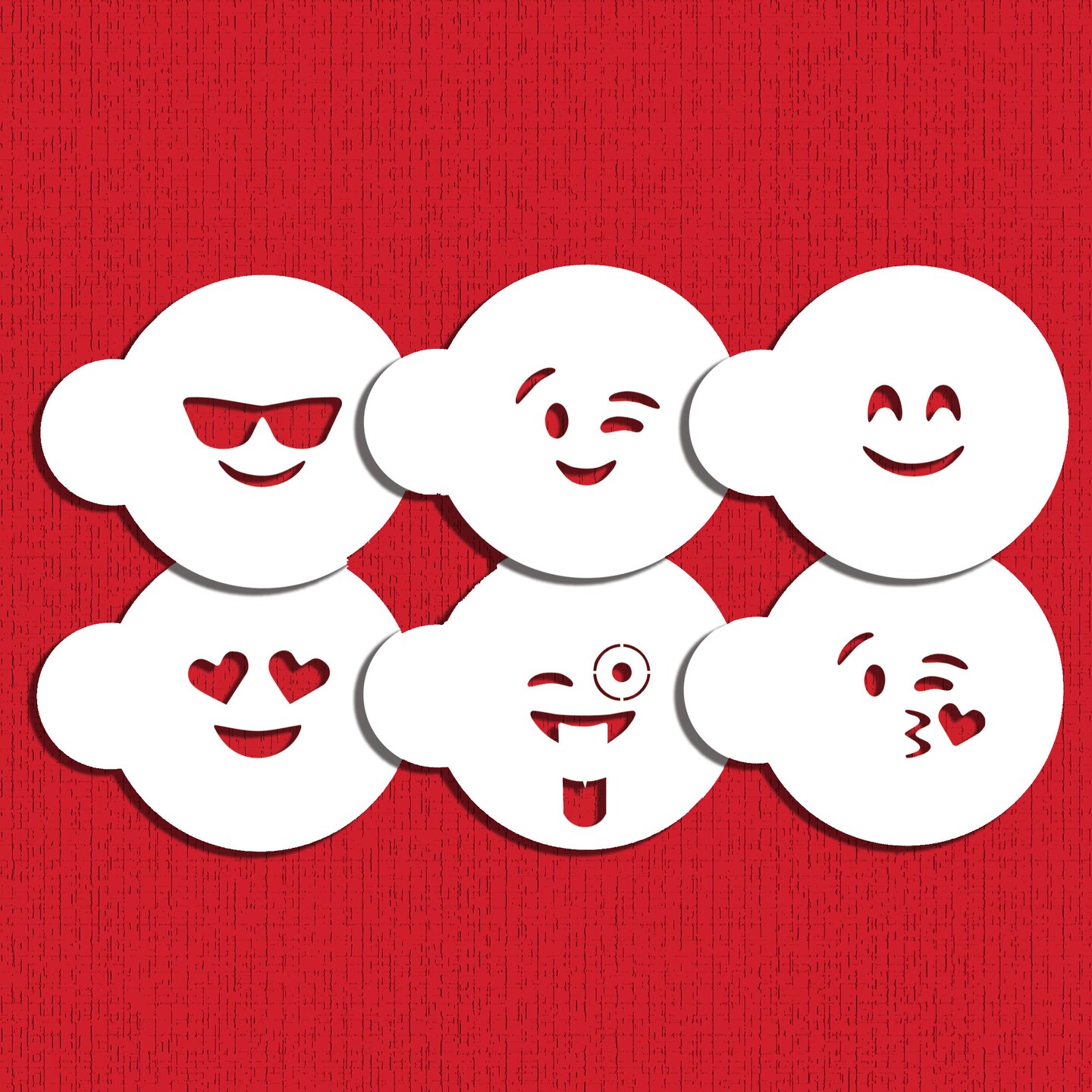 Emojis Cookie Stencil Set | C983 by Designer Stencils | Cookie Decorating Tools |