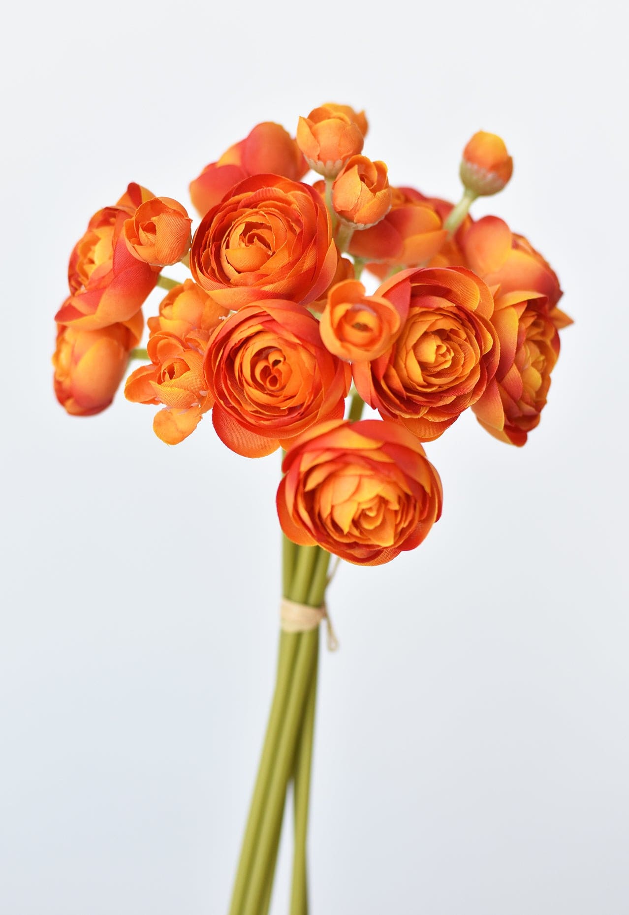 10.5&#x22; Faux Peachy Orange Ranunculus Stem Bundle
