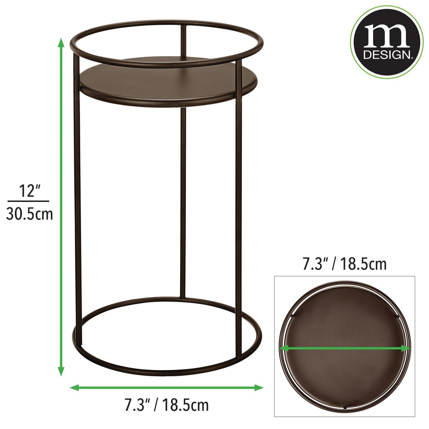 mDesign Metal Steel 12-Inch Tall Circular Plant Stand